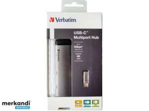 Verbatim USB 3.1-C Hub, Slimline, 2x USB 3.0, HDMI 4K vklj. USB-C kabel