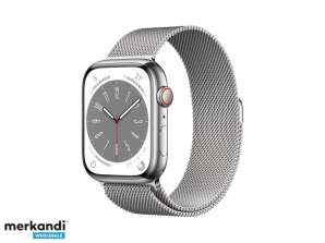 Apple Watch Series 8 GPS + Cellular 45 mm-es ezüstacél Milánói MNKJ3FD/A