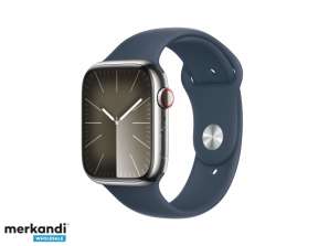 Celulă GPS Apple Watch S9 din oțel de 45 mm. Silver Sport Band Blue M/L MRMP3QF/A