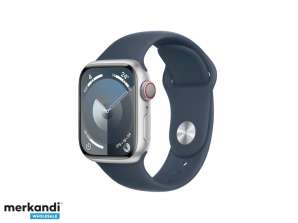 Apple Watch S9 sakausējums. 41mm GPS šūna. Sudraba sporta josla Blue M/L MRHW3QF/A