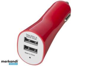 12V automobilinis adapteris 2x USB jungtis 2.1A raudona