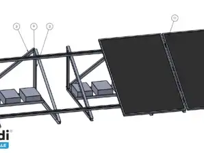 Plokščia stogo konstrukcija balasto rinkinio kvadratuose – vertikalus išdėstymas