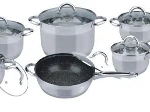 12 Piece Stainless Steel Cookware Set - Ergonomic Handles
