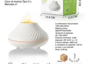 Essential Oil Diffuser, Volcanic Flame Aroma Diffuser Essential Oil Lamp, 130ML Room Humidifier, Automatic Shut-Off, Type-C, Works Only with Cable