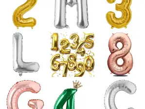 Geassorteerde ballonnen Lot: Cijfers & Letters in Jubileum Thema's - Roze, Goud, Zilver
