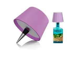 FITS ALL BOTTLE lamp, rechargeable bottle lamp, bedside lamp, wireless and dimmable desk lamp, table lamp, table light 3000K 4500K 6500K - purple