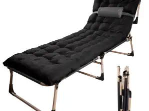 Sulankstoma verslo kempingo lova 193 cm juoda