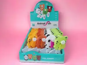 JH-05 Ventagli in PVC per bambini a tema animali, 13 cm - Confezione all'ingrosso da 24 pezzi
