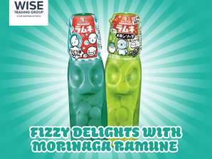 Японска безалкохолна напитка MORINAGA RAMUNE 29g - Сода от пъпеш & Шари топка на едро