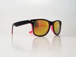 Zwart/roze TopTen wayfarer zonnebril met spiegelglazen SG14029WFR