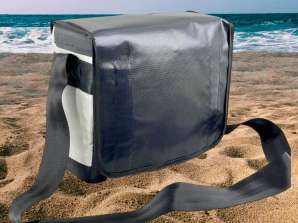 Bolso bandolera gris-negro. acolchado al aire libre, camping, ocio.