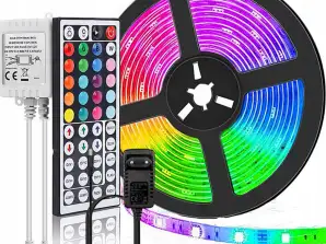 WODOODPORNA TAŚMA LED SAMOPRZYLEPNA ZESTAW RGB PILOT DŁUGA 5M BIAŁA