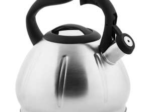 Stainless Steel Kettle with Whistle 3L Induction Silver BENO Black Handle
