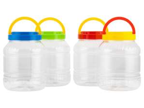 Pot en plastique PET pour conserves concombres liqueurs 3l couleurs assorties