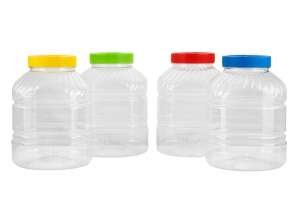 PET plastic jar for preserves cucumbers tinctures 8L assorted colors