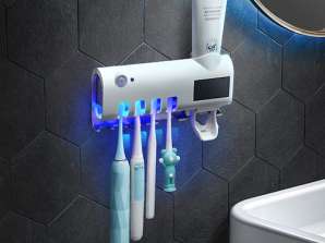 Toothpaste dispenser toothbrush holder UV sterilizer