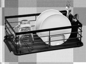 Сушарка для посуду сталева з сушаркою TOPFANN чорна 43x32x14 см