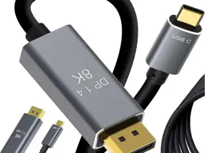 Kabeļa kabelis DisplayPort displejs Ports USB C tips DP 1.4 Video Audi