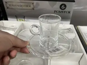 Турецький набір склянок для чаю Чайні келихи 6x склянки для пиття з ручкою з блюдцем Чай