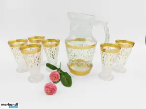 Wasserkaraffe-Set mit 6 Gläser Glaskaraffe Glaskrug Glaskaraffe Glaskrug