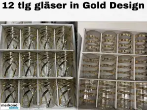 Wassergläser - Set von 12 Stück - 175 ml - - Trinkgläser - Gold Design