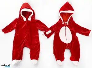 Compre 160 piezas de mono navideño para bebés niños rojo / blanco ropa para niños, textiles al por mayor existencias restantes