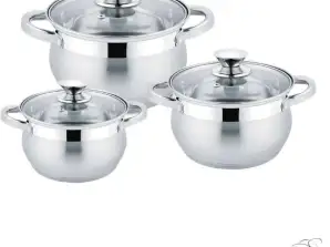 Cookware Set - 6 Pieces - Stainless Steel - 18, 20 and 24 cm - Induction Saucepans