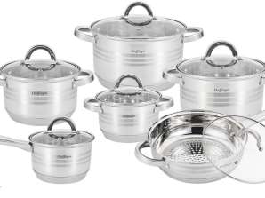 12pcs Stainless Steel Cookware Set Stainless Lid Induction Cooking Pot Pot