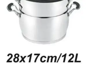 Couscous-Pfanne - 12 Liter - Couscous-Maker - Edelstahl - Marmor-Beschichtung
