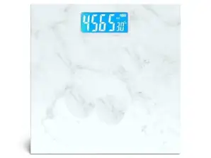 Koupelna Váha Váha Tělo Měřítko Modrý LCD Digitální 180kg Mramor Bílý Design