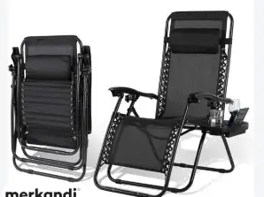 Релакс градинско кресло, с подлакътници и облегалка за глава + стъклена почивка