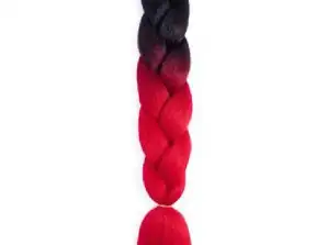 PLETENA Sintetička kosa šarene pletenice dreadlocks ističe 60 cm ombre crno crveno XJ4801