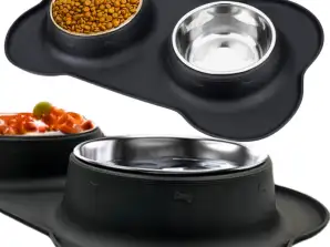 DOUBLE BOWL FOR DOG CAT NON-SLIP BOWL STAND 2x250 ml