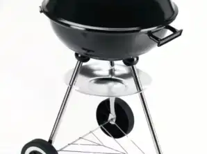 Tragbarer und robuster Kugelgrill (48 x 70 cm, schwarz) für BBQ, Picknick und Gartengrill für ein fantastisches Barbecue