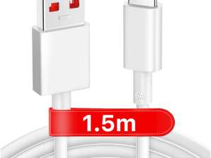 Kabel USB C typu C Výkonný Rychlý 67W 6A PD 1,5M Kabel Bílý