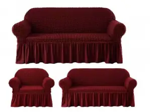 Komplet gumijastih pokrovov za kavč z nabori (trisedežni dvosedežni fotelj)