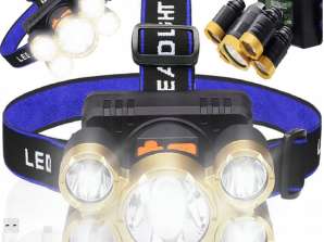 LAMPE FRONTALE LAMPE FRONTALE 5 X LED CREE RÉGLABLE 4 MODES