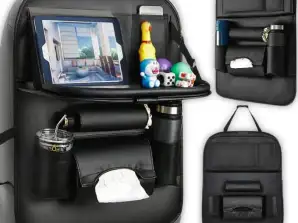 CAR ORGANIZER FOR SEAT BACKREST CAR TABLE PROTECTOR BLACK ECO LEATHER