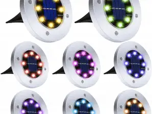 LAMPE DE JARDIN SOLAIRE À DISQUE ENCASTRABLE LAMPES SOLAIRES À ENFONCER RGB X 8