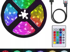 RGB USB LED-STRIP MED FJERNBETJENING 5V 3M FARVERIG LED-BAGGRUNDSBELYSNING