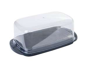 Butter dish plastic butter churn butter container 17x9x6.5 cm anthracite