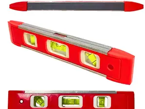 SPIRIT LEVEL WITH MAGNET TORPEDO SPIRIT LEVEL 23CM FOR POST TUBES 3 VIALS