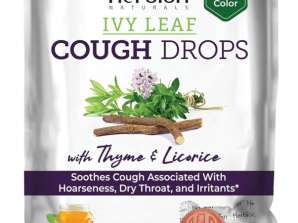 Herbion Naturals Pastilles contre la toux Ivy Leaf au thym et à la réglisse, saveur miel citron, apaise la toux, pour adultes et enfants de plus de 6 ans, 25 gouttes
