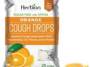Herbion Naturals Cough Drops com sabor a laranja, sem açúcar com Stevia, acalma a tosse, para adultos e crianças com mais de 6 anos