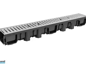 Industrial drainage, height 105 mm, metal grate, class A15 (up to 1.5 tonnes), pallet (144 pieces)