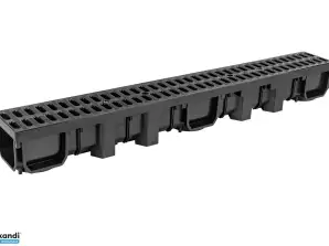 Industrial drainage, height 105 mm, plastic grate, class A15 (up to 1.5 tonnes)
