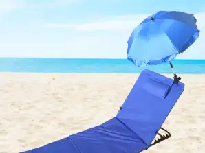 NIEUW strandligstoel met parasol