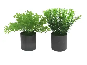 Kunstplant in plastic pot groen 22 cm 2 assorti