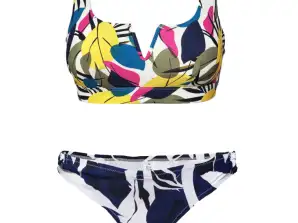 Mehrfarbige vorgeformte Bikini-Sets mit Aufdruck für Damen