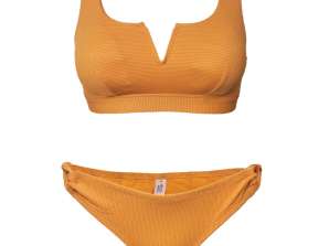 Oranžno teksturirani predoblikovani bikini kompleti za ženske